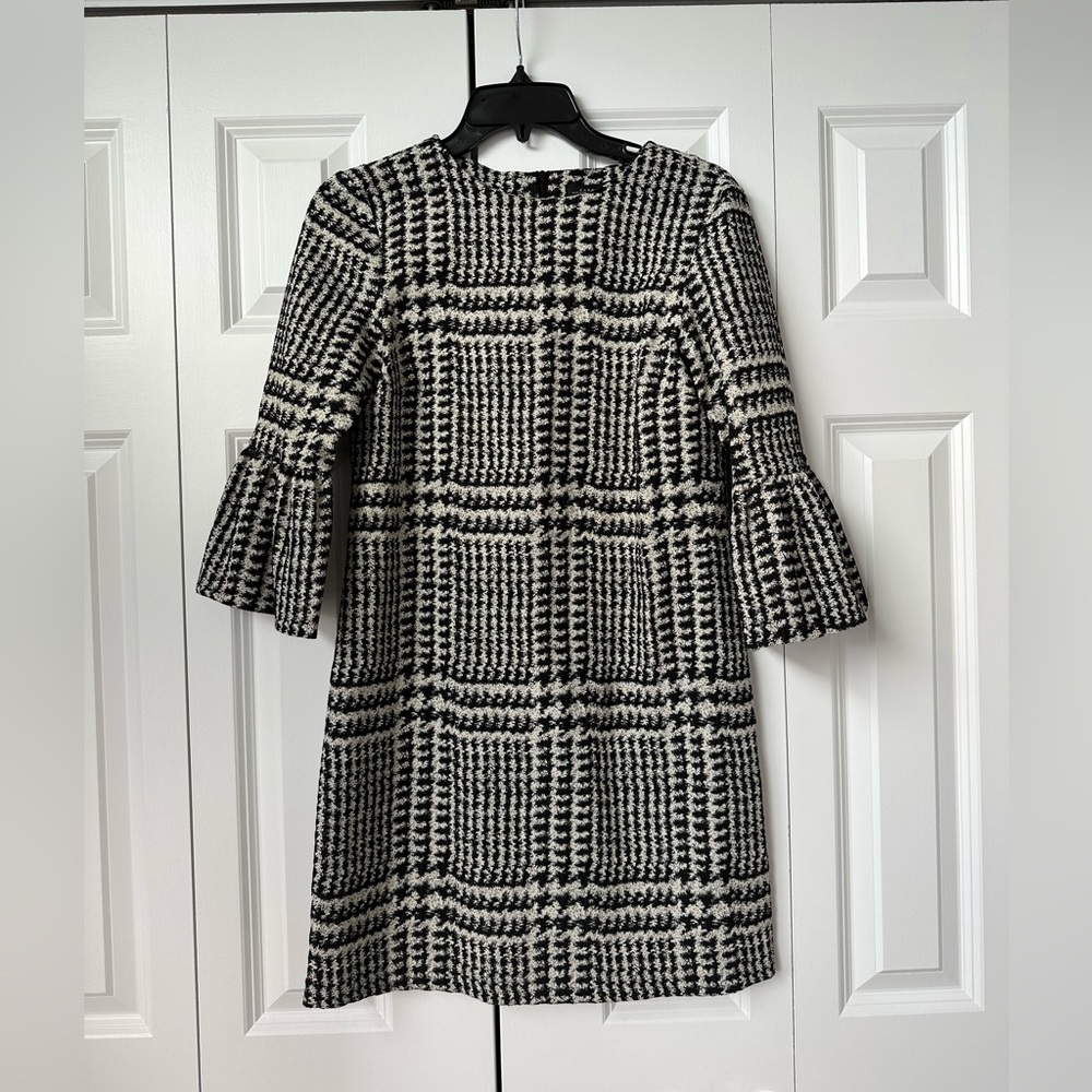 Zara 3/4 Bell Sleeve Houndstooth Dress